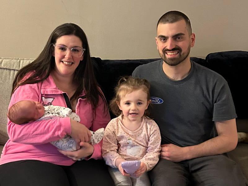 Kirsten Dorsey (right) with her fiancé, Zac Connors; daughter, Olivia; and baby son, Brian. Dorsey was pregnant with Brian when she learned she had a dangerous bulge in her aorta. (Photo courtesy of Kirsten Dorsey)