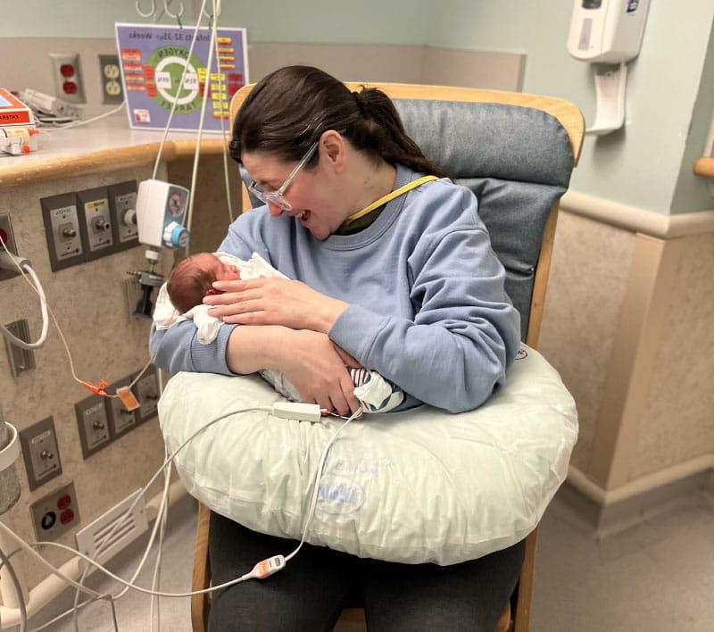 Kirsten Dorsey holds her newborn son, Brian, in the hospital. (Photo courtesy of Kirsten Dorsey)